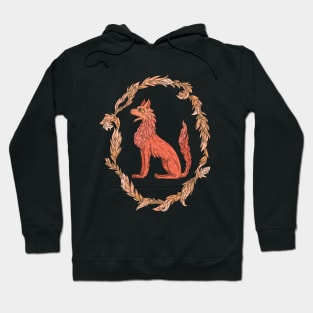 Red fire wolf in a floral wreath Hoodie